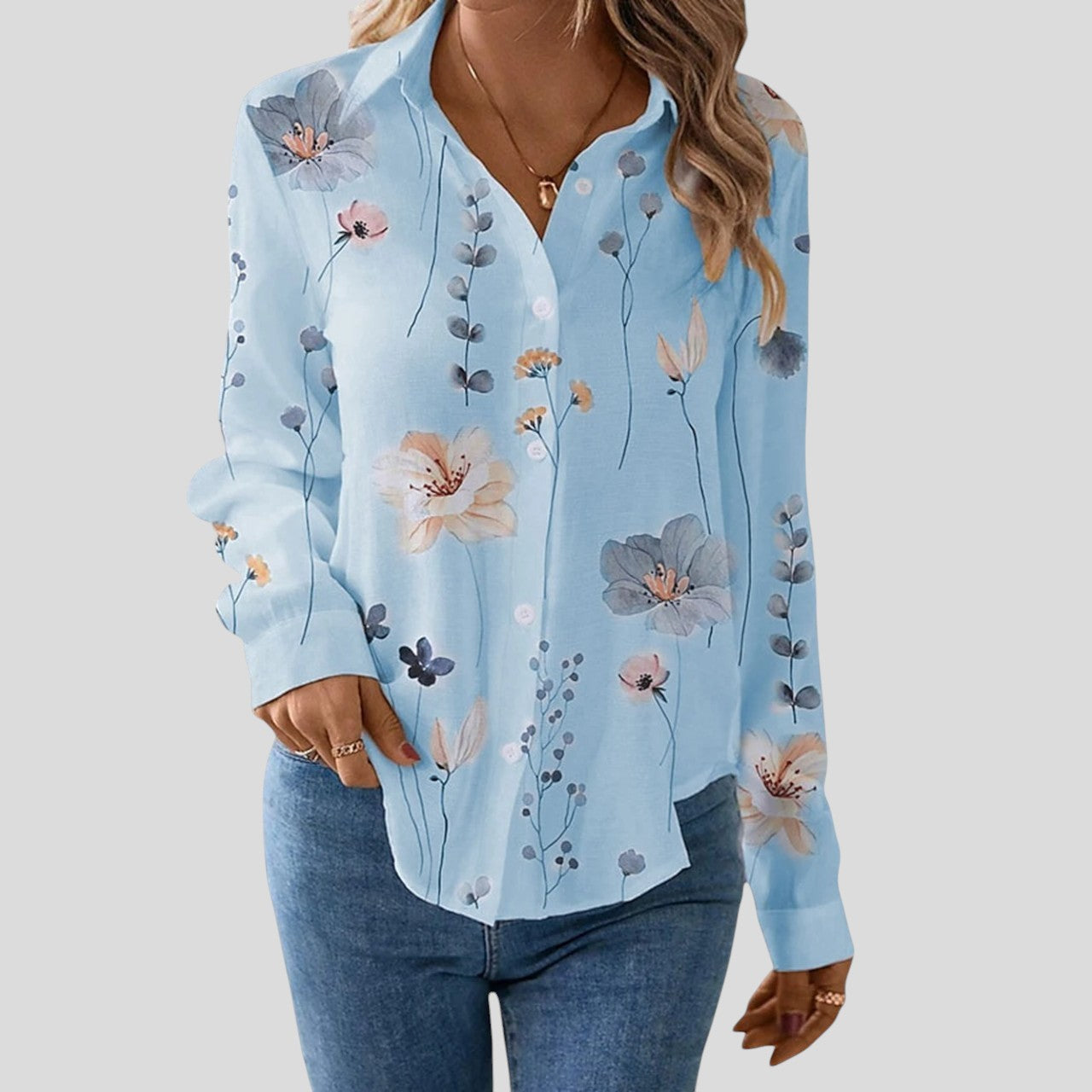 Emma™ – Katoff Buttoned Langermet Bluse