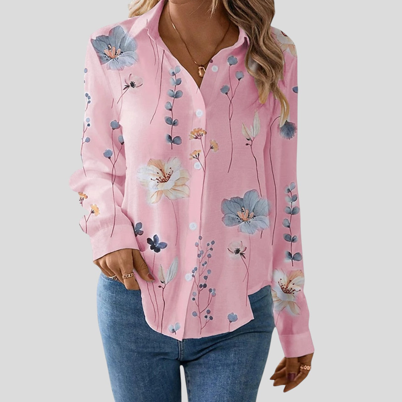 Emma™ – Katoff Buttoned Langermet Bluse