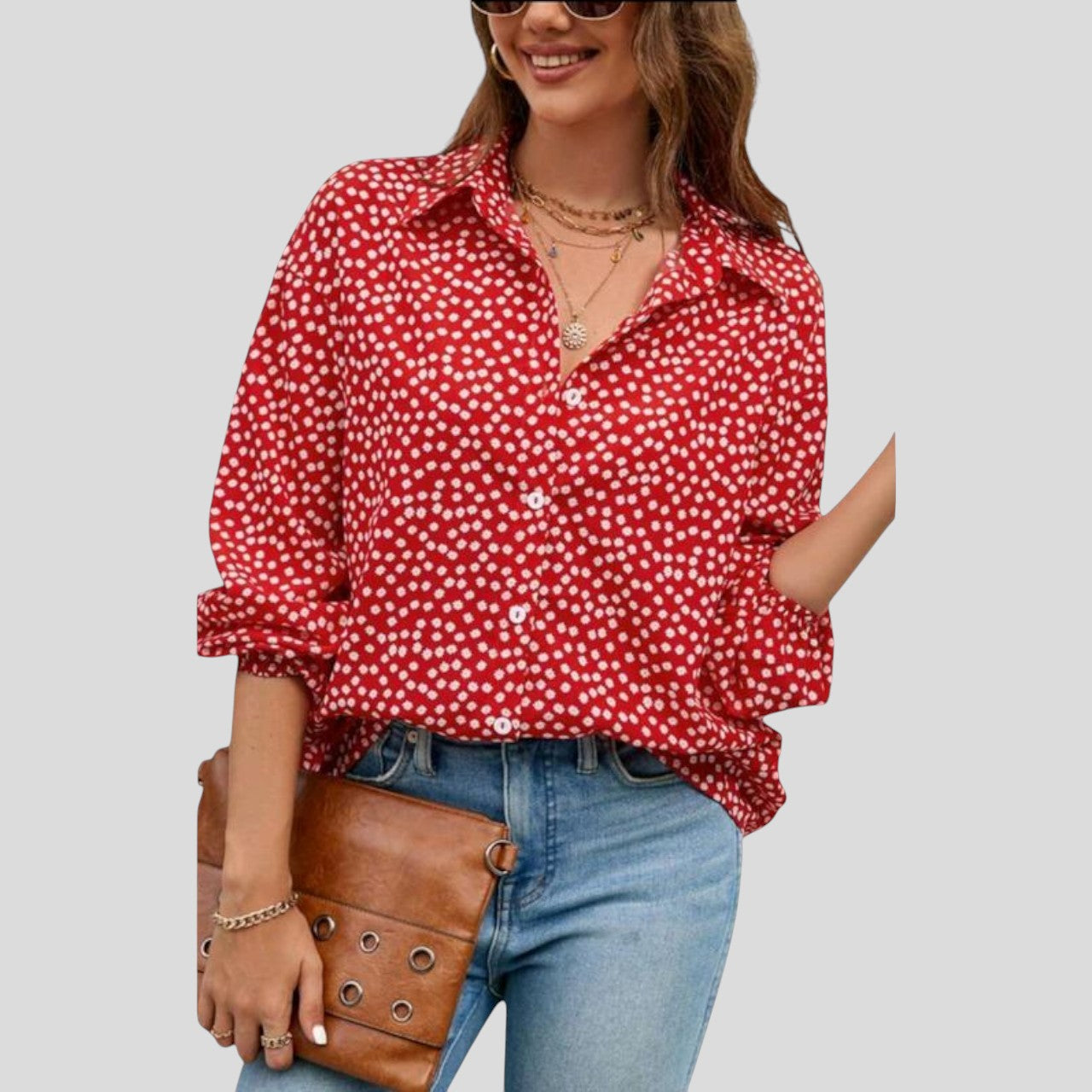 Isla™ – Bluse med blomsterprint og trekvart ermer